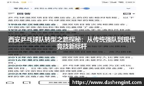 西安乒乓球队转型之路探秘：从传统强队到现代竞技新标杆